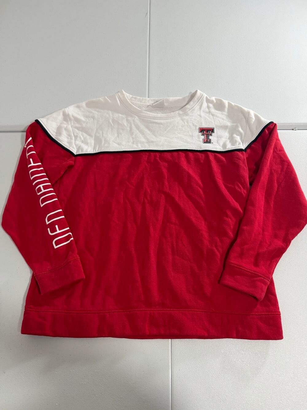 Texas Tech Red Raiders Colorblock Crewneck Sweatshirt Size S Champion